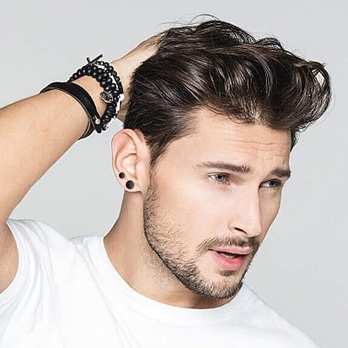 6Pairs 316L Surgical Steel Black Flat Round 3/4/5/6/7/8mm Men Women Stud Earring